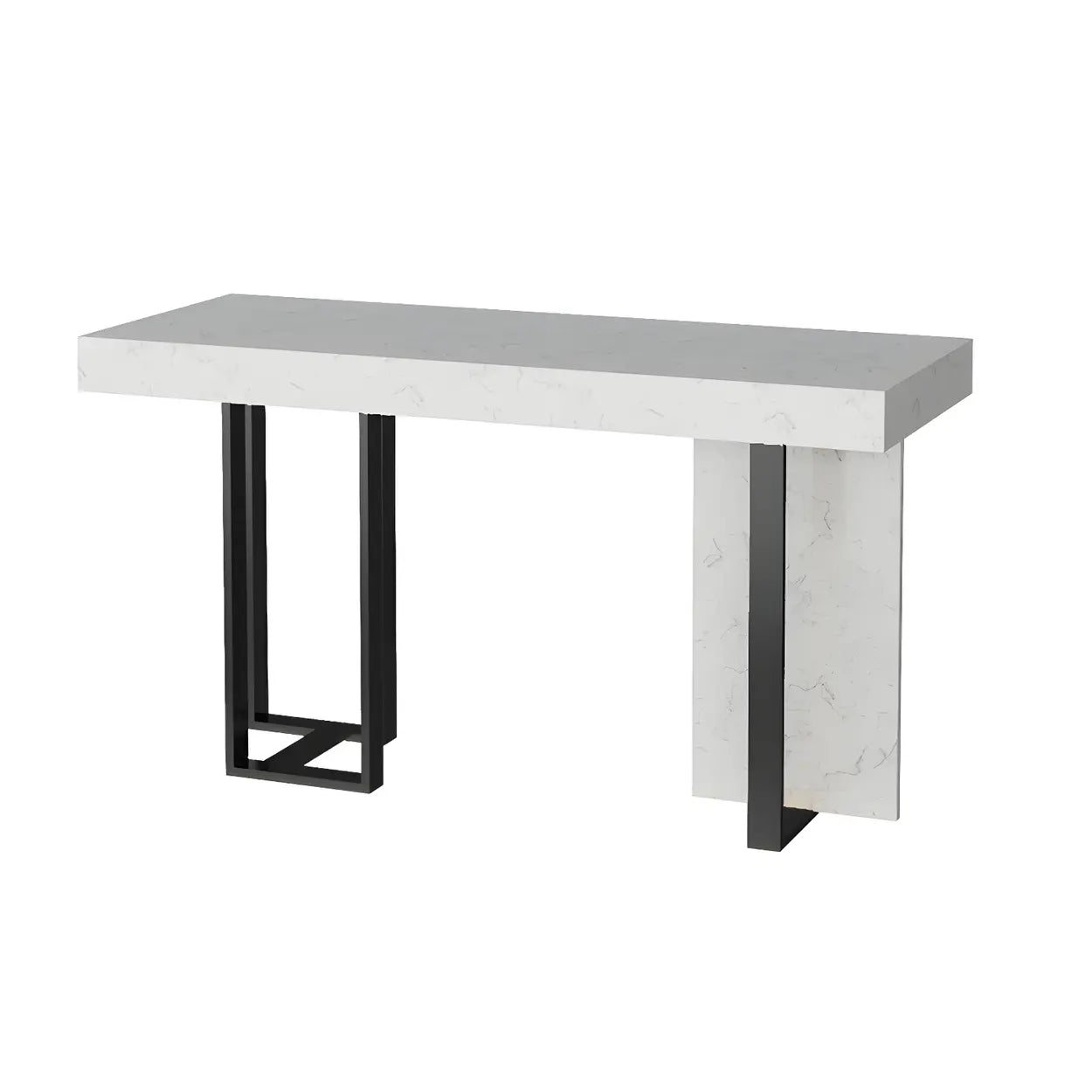 Gold Rectangle White Marble Top Iron Dining Bar Table
