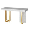 Gold Rectangle White Marble Top Iron Dining Bar Table Image - 8