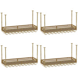 Gold Rectangular Metal Hanging Bar Adjustable Wine Glass Rack Image - 11