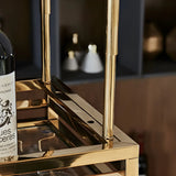 Gold Rectangular Metal Hanging Bar Adjustable Wine Glass Rack Image - 12