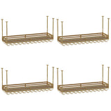 Gold Rectangular Metal Hanging Bar Adjustable Wine Glass Rack Image - 18