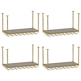Gold Rectangular Metal Hanging Bar Adjustable Wine Glass Rack Image - 29