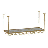 Gold Rectangular Metal Hanging Bar Adjustable Wine Glass Rack Image - 31