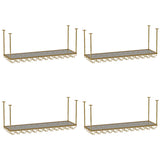 Gold Rectangular Metal Hanging Bar Adjustable Wine Glass Rack Image - 36