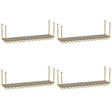 Gold Rectangular Metal Hanging Bar Adjustable Wine Glass Rack Image - 39