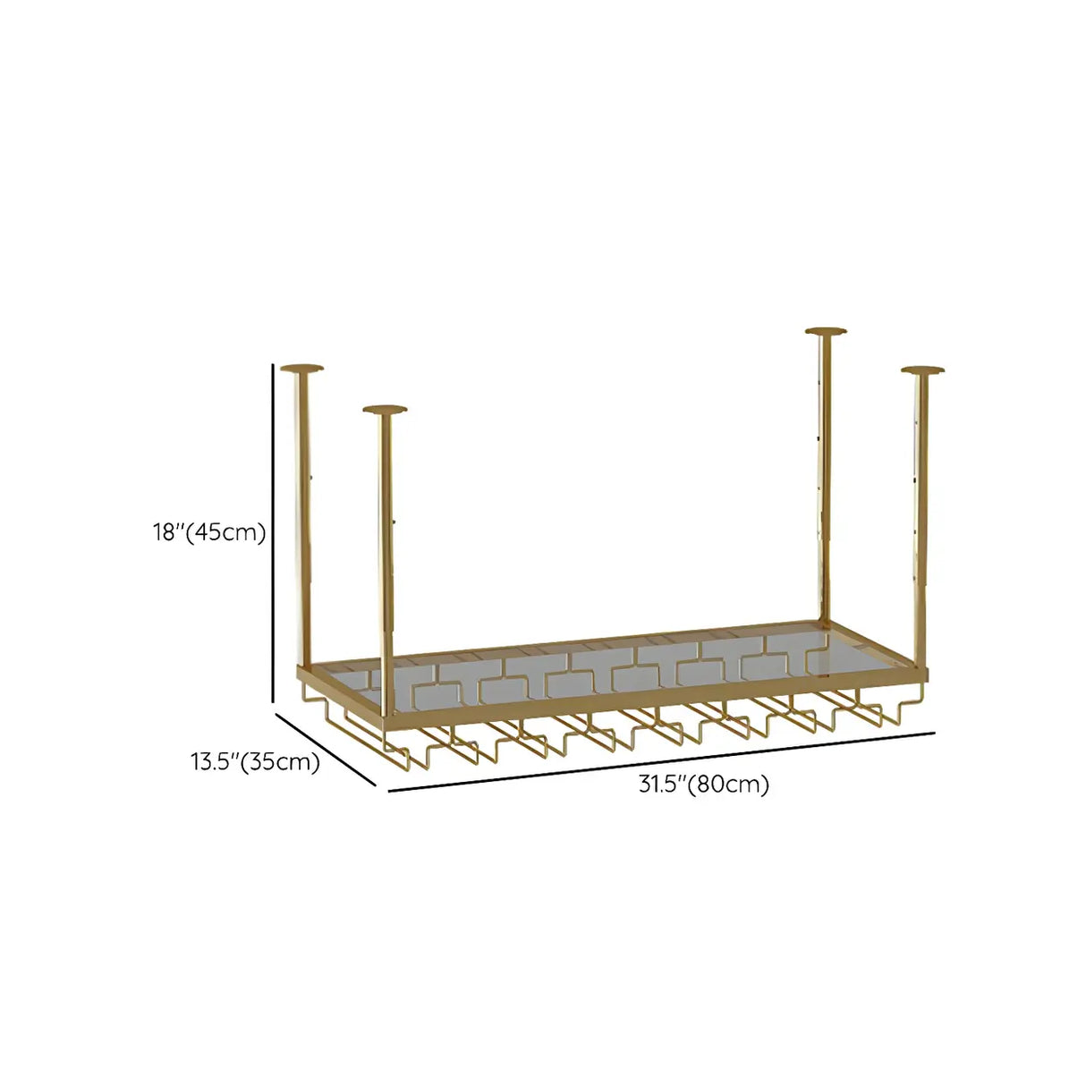 Gold Rectangular Metal Hanging Bar Adjustable Wine Glass Rack Image - 44