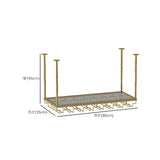 Gold Rectangular Metal Hanging Bar Adjustable Wine Glass Rack Image - 44