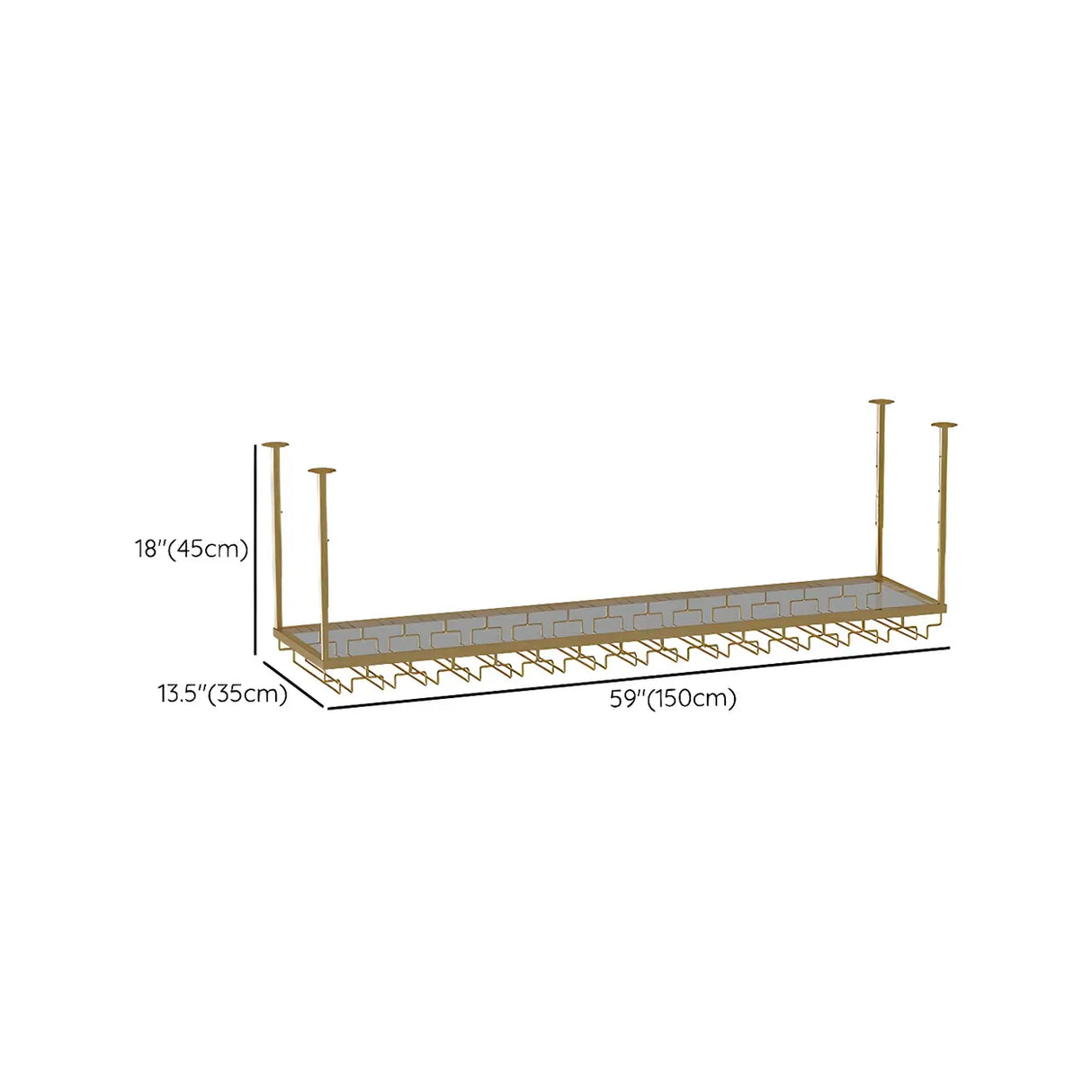 Gold Rectangular Metal Hanging Bar Adjustable Wine Glass Rack Image - 47