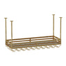 Gold Rectangular Metal Hanging Bar Adjustable Wine Glass Rack Image - 7