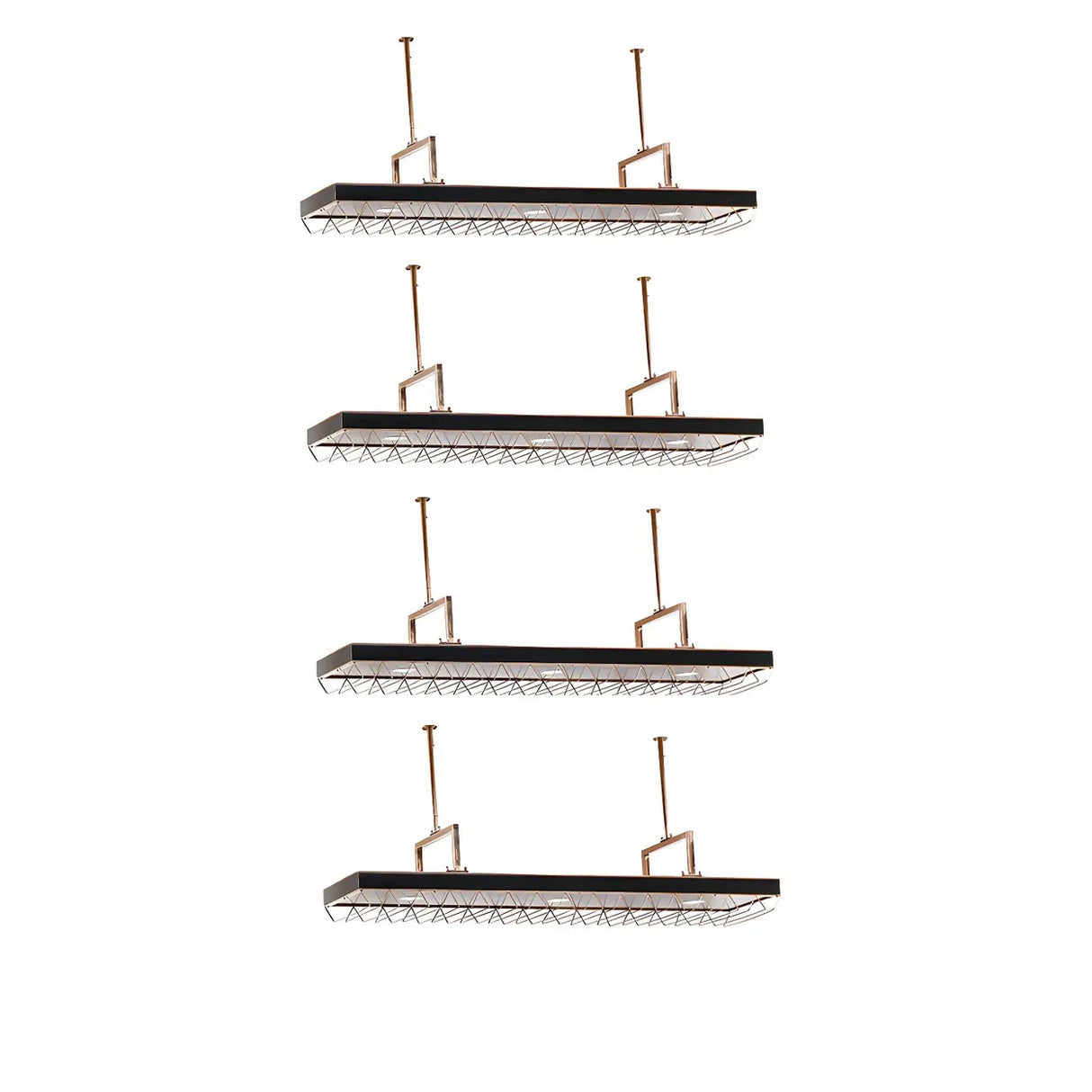 Gold Rectangular Metal Hanging Wine Rack Glass Holder Image - 3