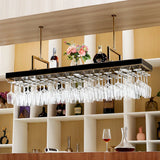 Gold Rectangular Metal Hanging Wine Rack Glass Holder Image - 4
