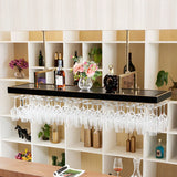 Gold Rectangular Metal Hanging Wine Rack Glass Holder Image - 5
