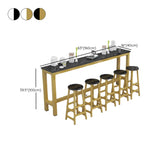 Gold Rectangular Metal Large Bar Table with Leg Rest Image - 11