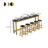 Gold Rectangular Metal Large Bar Table with Leg Rest Image - 12