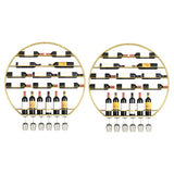 Gold Round Iron Floating Wall Stemware Holders Wine Rack Image - 15