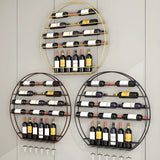 Gold Round Iron Floating Wall Stemware Holders Wine Rack Image - 18