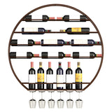Gold Round Iron Floating Wall Stemware Holders Wine Rack Image - 8