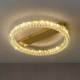 Gold Two Circular Crystal Semi-Flush Mount Ceiling Lamp Image - 11
