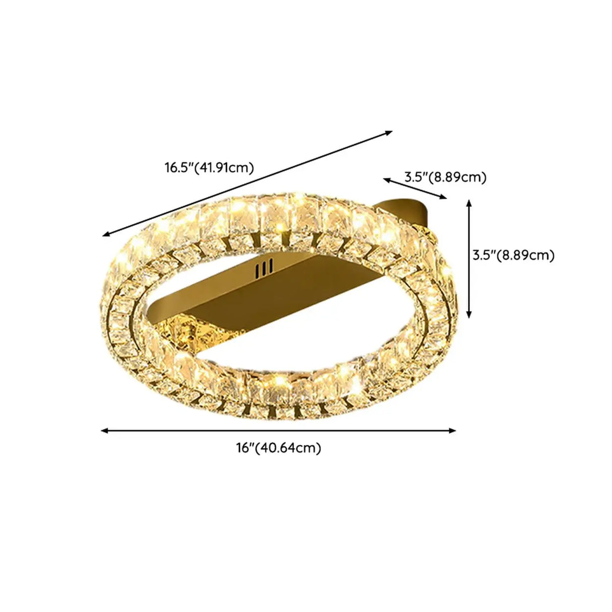 Gold Two Circular Crystal Semi-Flush Mount Ceiling Lamp 