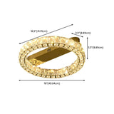 Gold Two Circular Crystal Semi-Flush Mount Ceiling Lamp #size