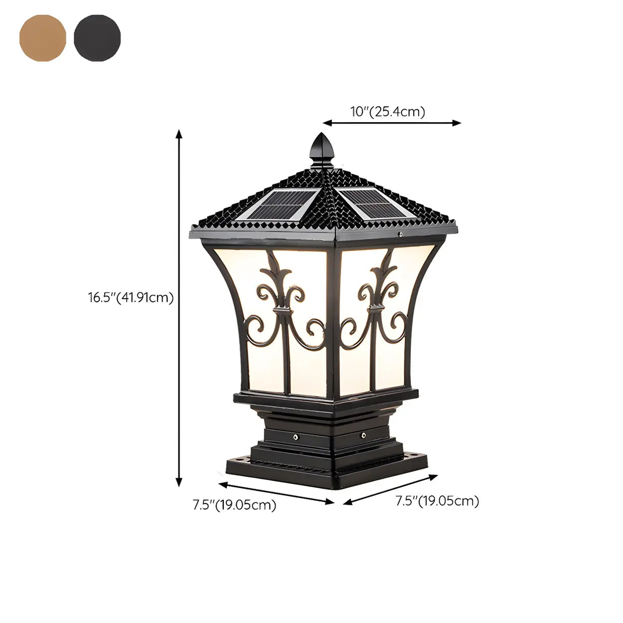 Gold Vintage Metal Solar Lantern Outdoor Garden Lamp Image - 11