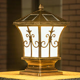 Gold Vintage Metal Solar Lantern Outdoor Garden Lamp Image - 3