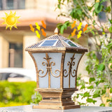 Gold Vintage Metal Solar Lantern Outdoor Garden Lamp Image - 4