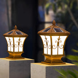 Golden Vintage Aluminum Solar Outdoor Lantern Lamp Image - 1