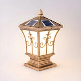 Golden Vintage Aluminum Solar Outdoor Lantern Lamp Image - 3