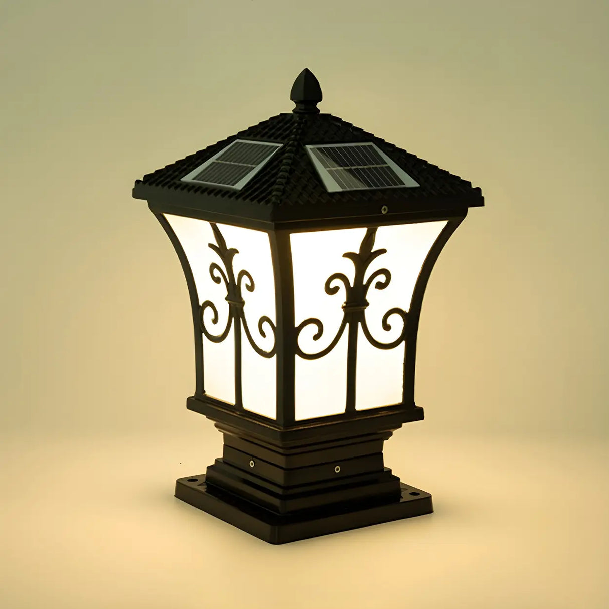 Golden Vintage Aluminum Solar Outdoor Lantern Lamp Image - 2