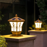 Golden Vintage Aluminum Solar Outdoor Lantern Lamp Image - 6