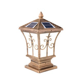Golden Vintage Aluminum Solar Outdoor Lantern Lamp Image - 7
