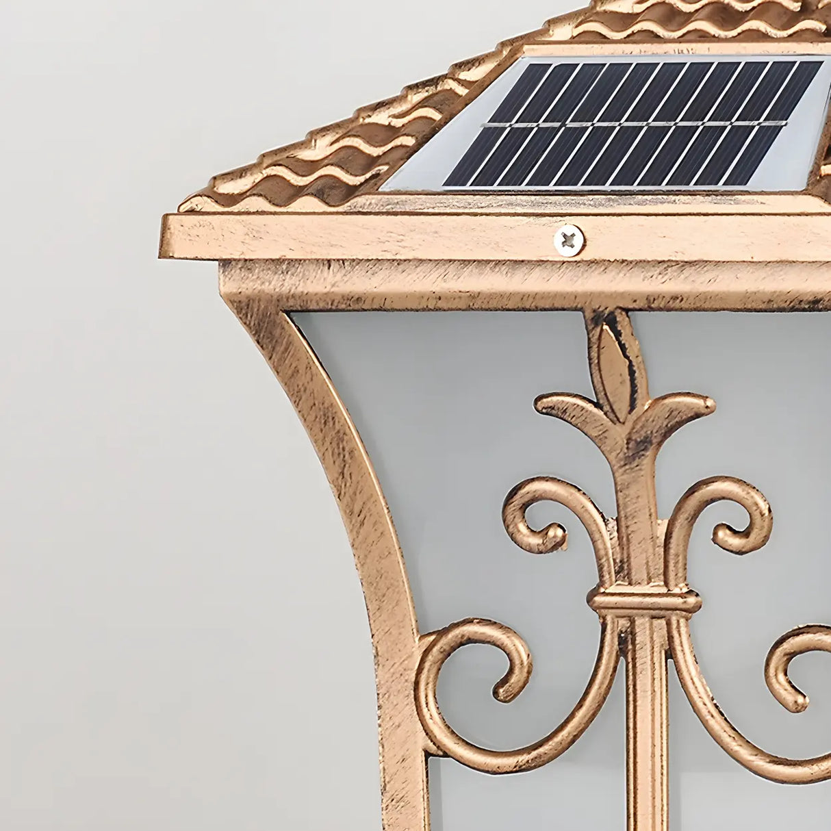 Golden Vintage Aluminum Solar Outdoor Lantern Lamp Image - 8