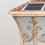 Golden Vintage Aluminum Solar Outdoor Lantern Lamp Image - 8