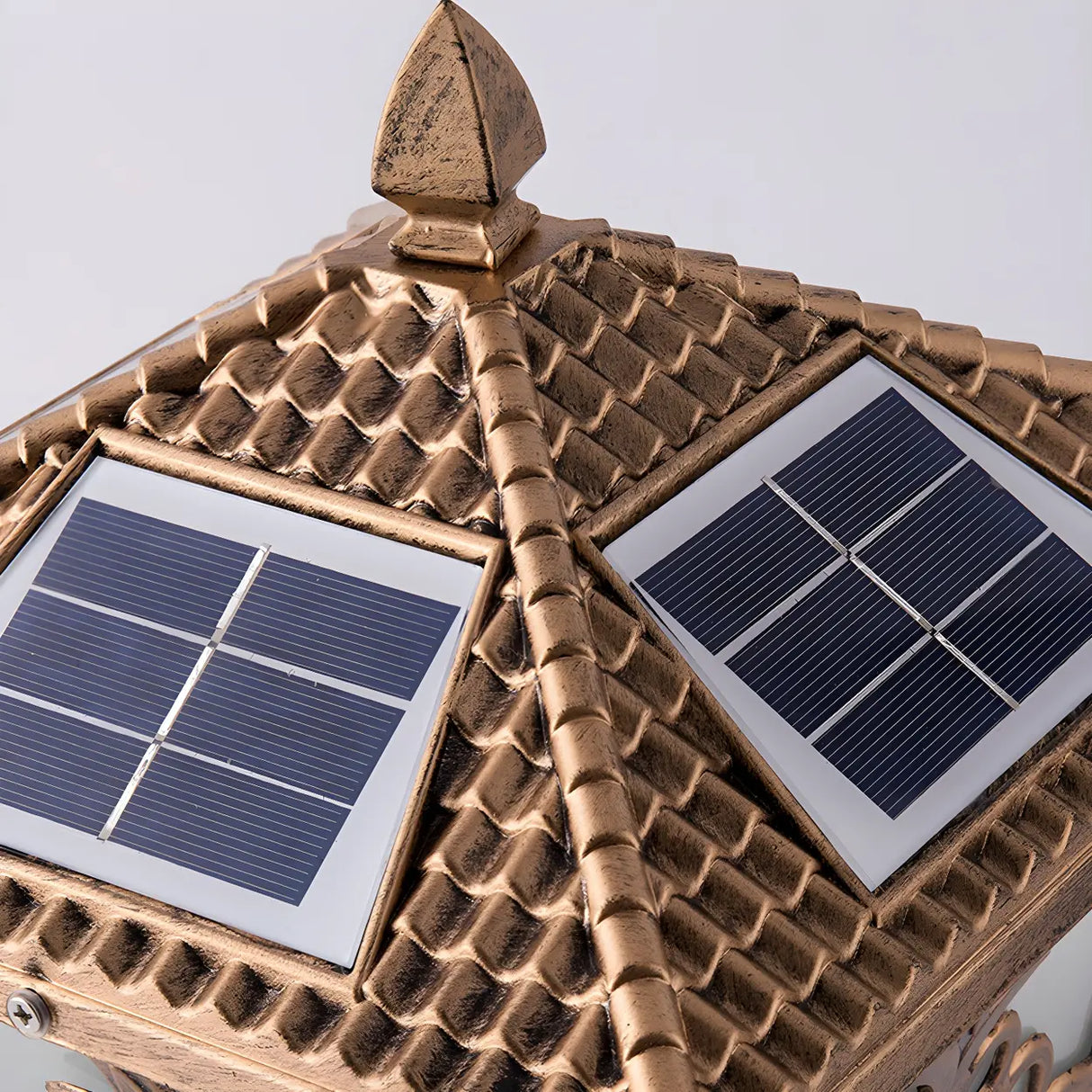 Golden Vintage Aluminum Solar Outdoor Lantern Lamp Image - 10