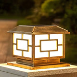 Golden Vintage Chinese Square Metal Outdoor Table Lamp Image - 1