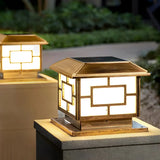 Golden Vintage Chinese Square Metal Outdoor Table Lamp Image - 10
