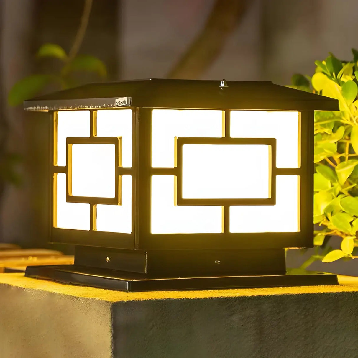Golden Vintage Chinese Square Metal Outdoor Table Lamp Image - 12