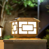 Golden Vintage Chinese Square Metal Outdoor Table Lamp Image - 4