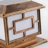 Golden Vintage Chinese Square Metal Outdoor Table Lamp Image - 6