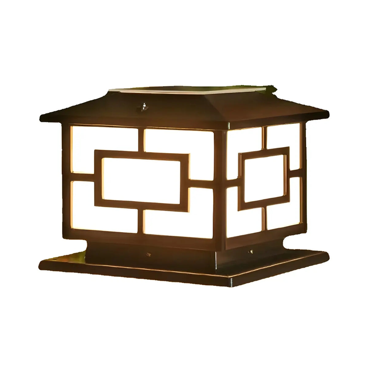 Golden Vintage Chinese Square Metal Outdoor Table Lamp Image - 7