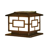 Golden Vintage Chinese Square Metal Outdoor Table Lamp Image - 7