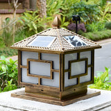 Golden Vintage Chinese Style Solar Lantern Outdoor Lamp Image - 12