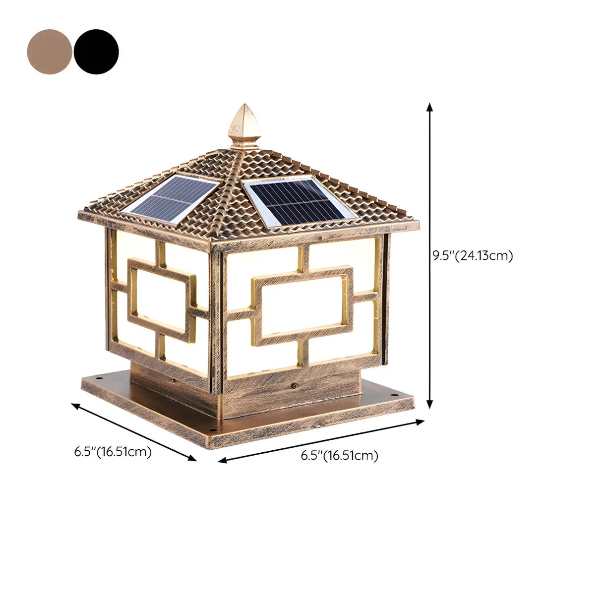 Golden Vintage Chinese Style Solar Lantern Outdoor Lamp 