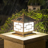 Golden Vintage Chinese Style Solar Lantern Outdoor Lamp Image - 4