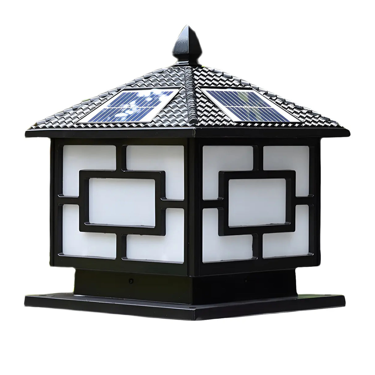 Golden Vintage Chinese Style Solar Lantern Outdoor Lamp Image - 6