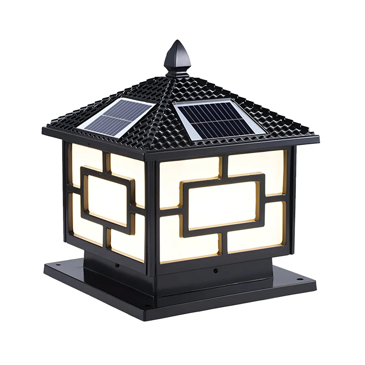 Golden Vintage Chinese Style Solar Lantern Outdoor Lamp Image - 8