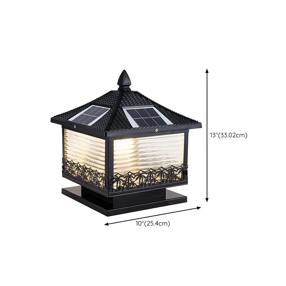 Golden Vintage Square Solar Outdoor Bronze Table Lamp 