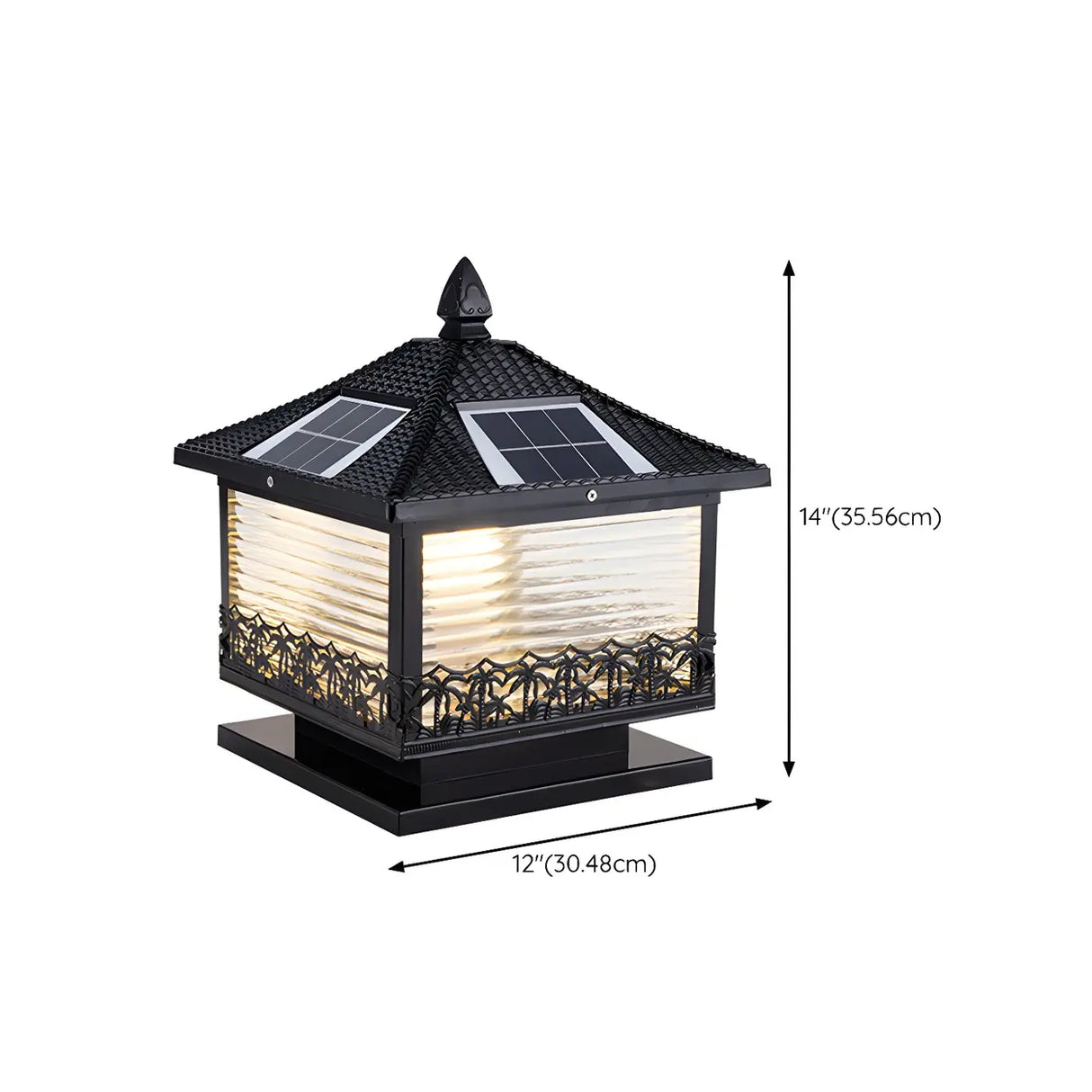 Golden Vintage Square Solar Outdoor Bronze Table Lamp Image - 19