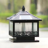 Golden Vintage Square Solar Outdoor Bronze Table Lamp Image - 2